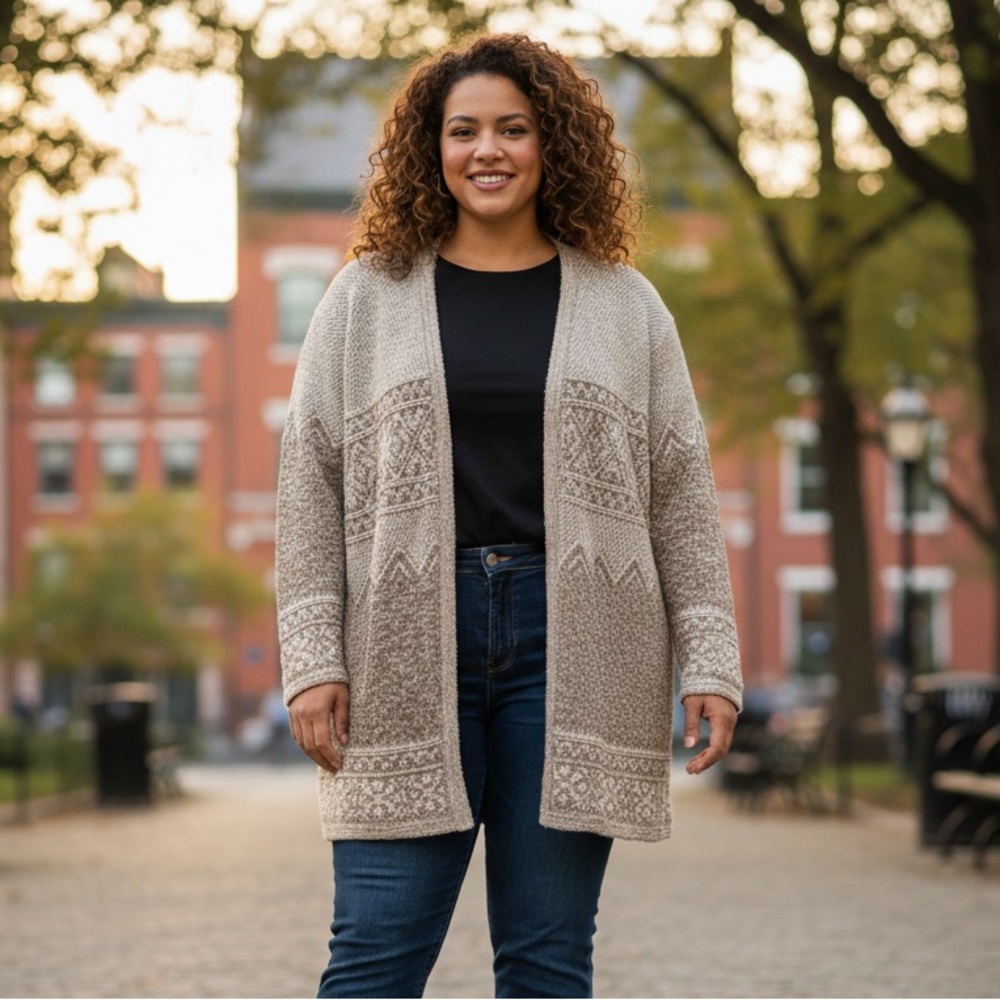 Vintage‎ | Delta Blues | Oatmeal Neutral Knit Open Front Cardigan